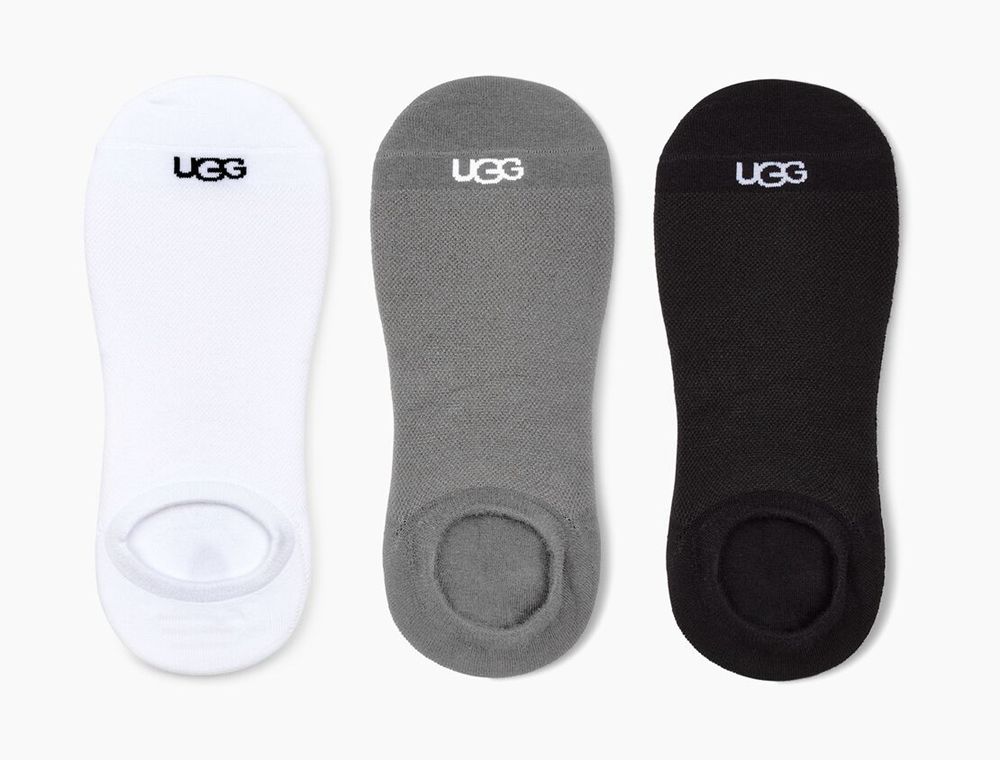 Ugg Oliver No Show 3 Pack - Mens Socks - White / Grey / Black - NZ (0245DAJGO)